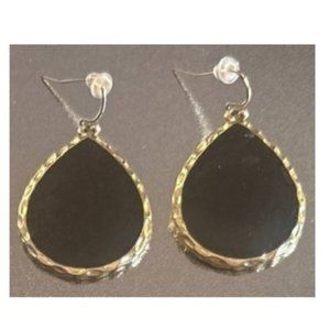 Black Enamel Dangle Earrings w/ Backings